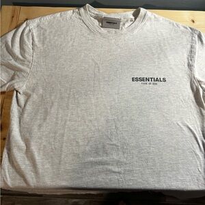 Fear of God Essentials Short Sleeve Tee in Light Gray with Black Logo